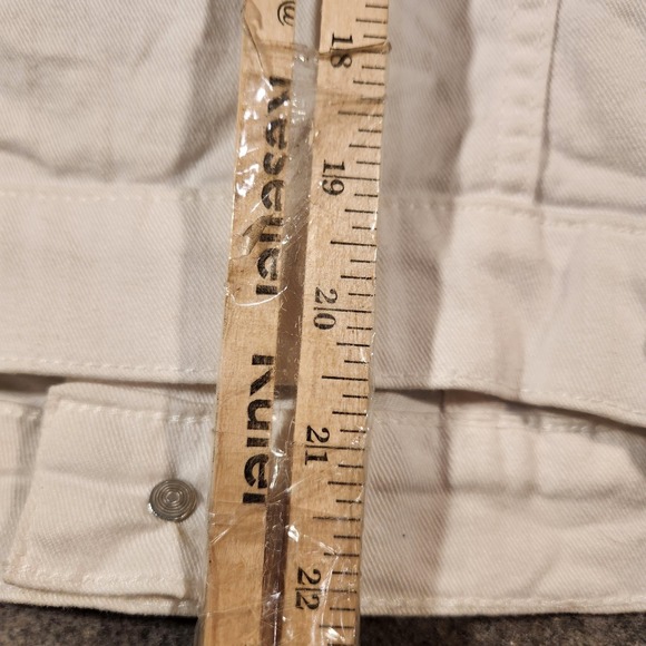 Hudson Jacket Womens Small White‎ Denim Trucker Button Front Union Jack Patch - Picture 7 of 8